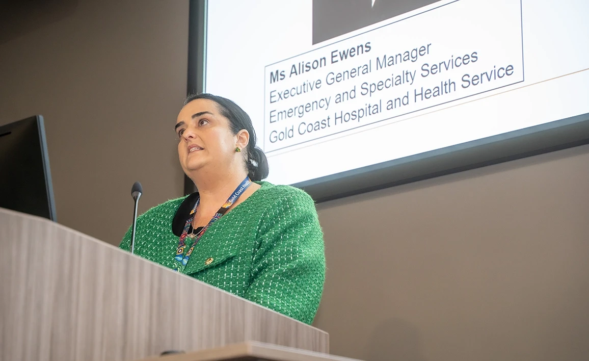 Ms Alison Ewens delivering the opening at the CTN and Gold Coast University Hospital multicentre research meeting 
