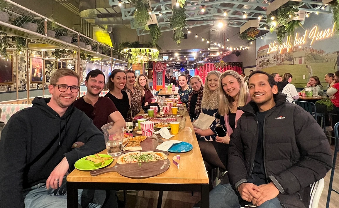People sitting at restaurant table