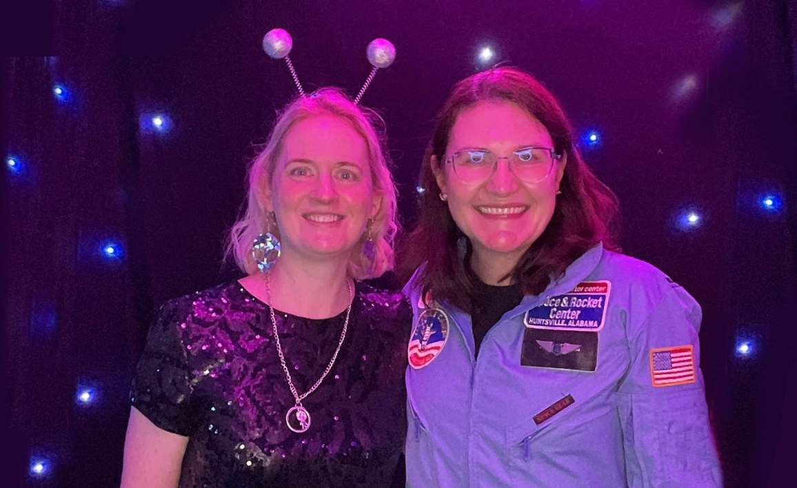 Delegates enjoying the space-themed conference dinner
