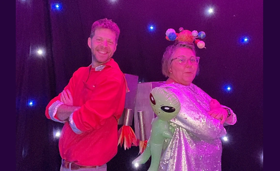 Delegates enjoying the space-themed conference dinner