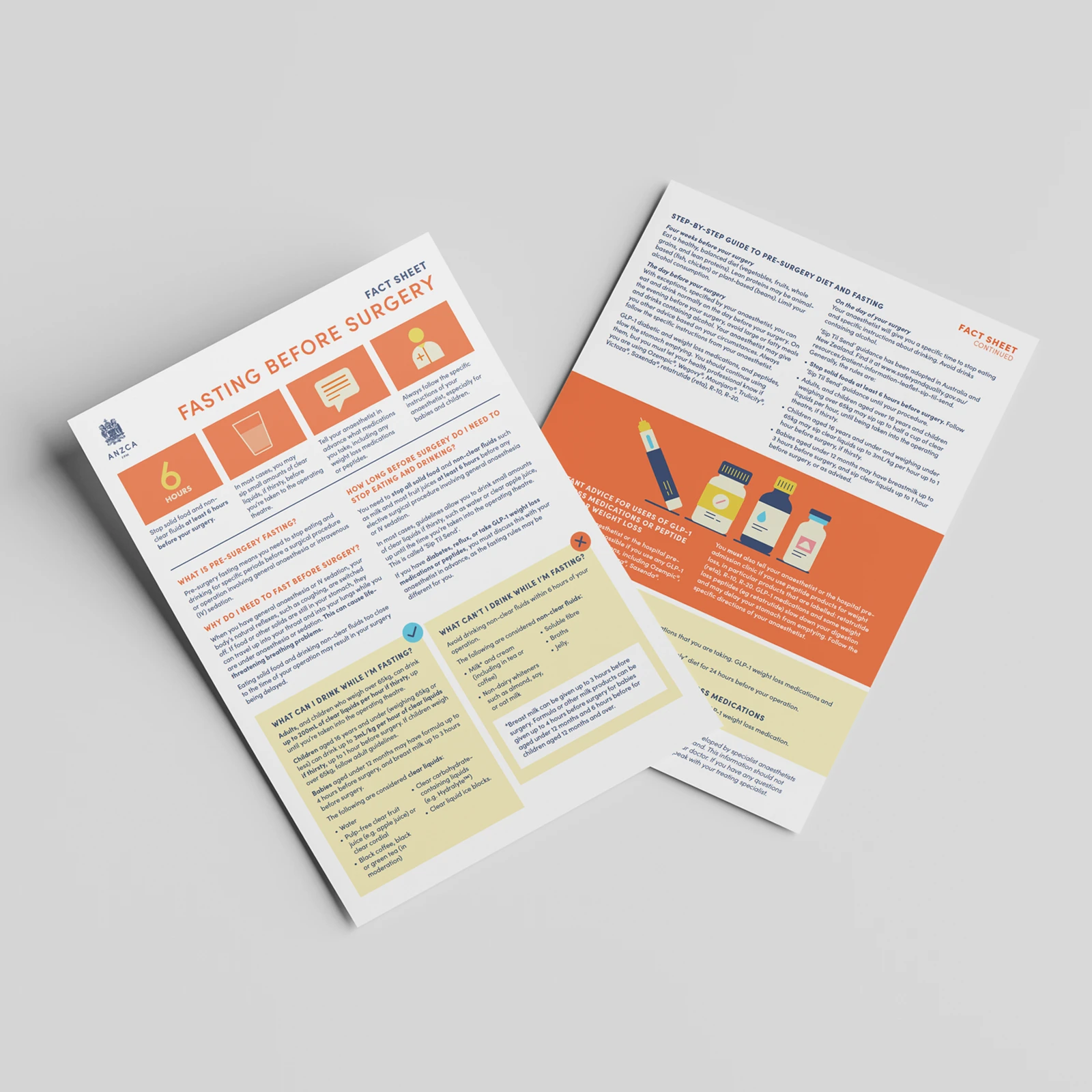 Fact sheets on a table