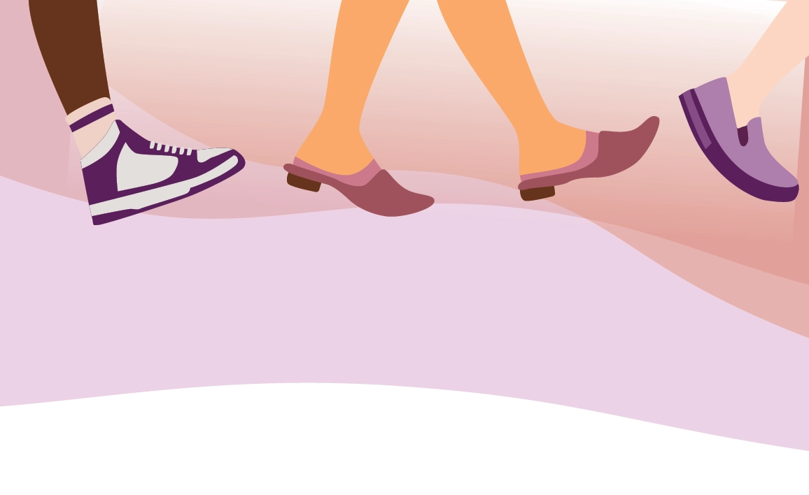 Illustrated image of shoes walking