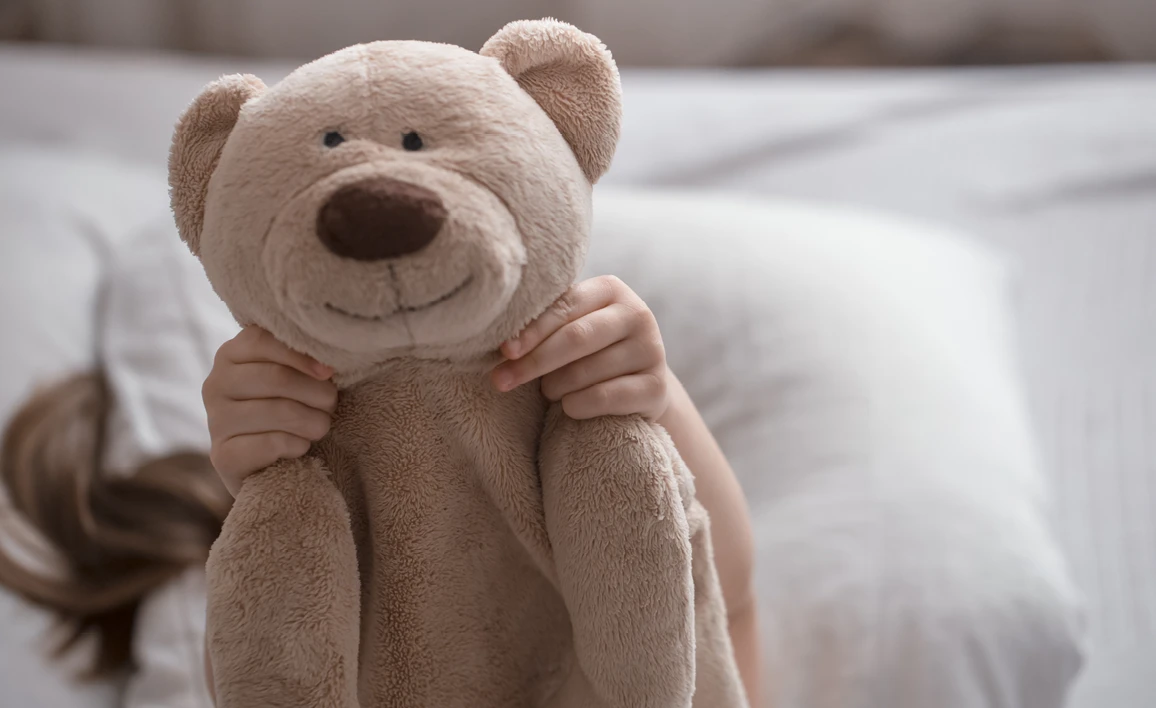 Small child holding a teddy