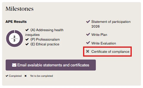 Certifcate of compliance incomplete