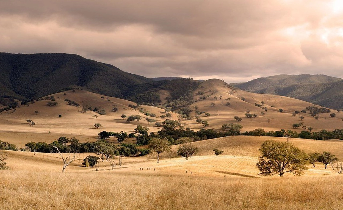 Rural landscape with mountains