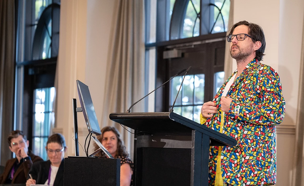 Ben Moran presenting at the 2025 CTN great debate in Glenelg SA