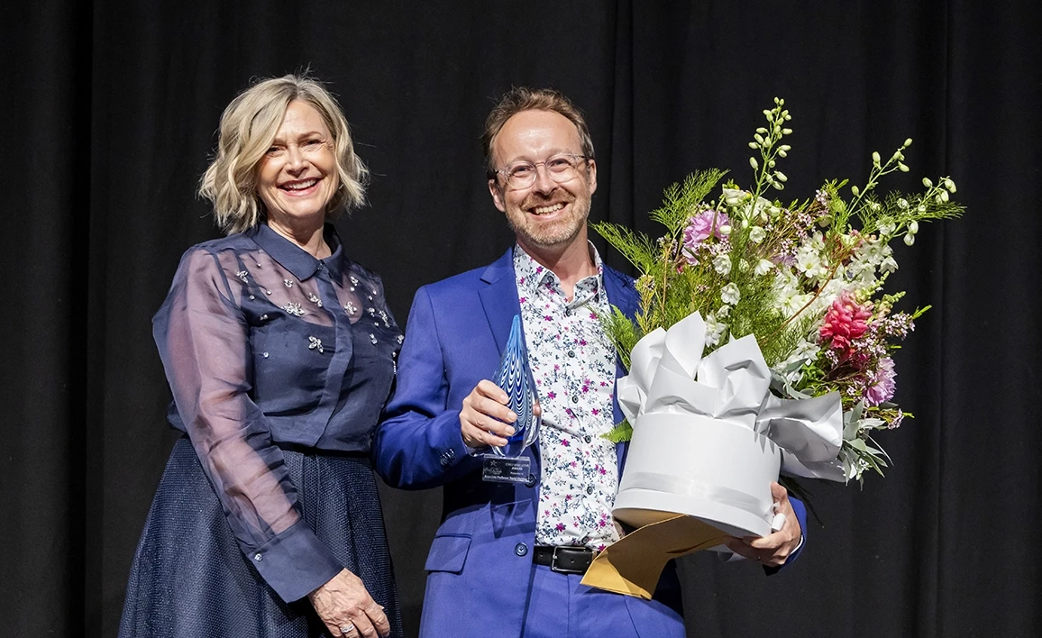 A/Prof David Highton accepts the Chief Executive's Award at the 2025 MSH Staff Awards Gala