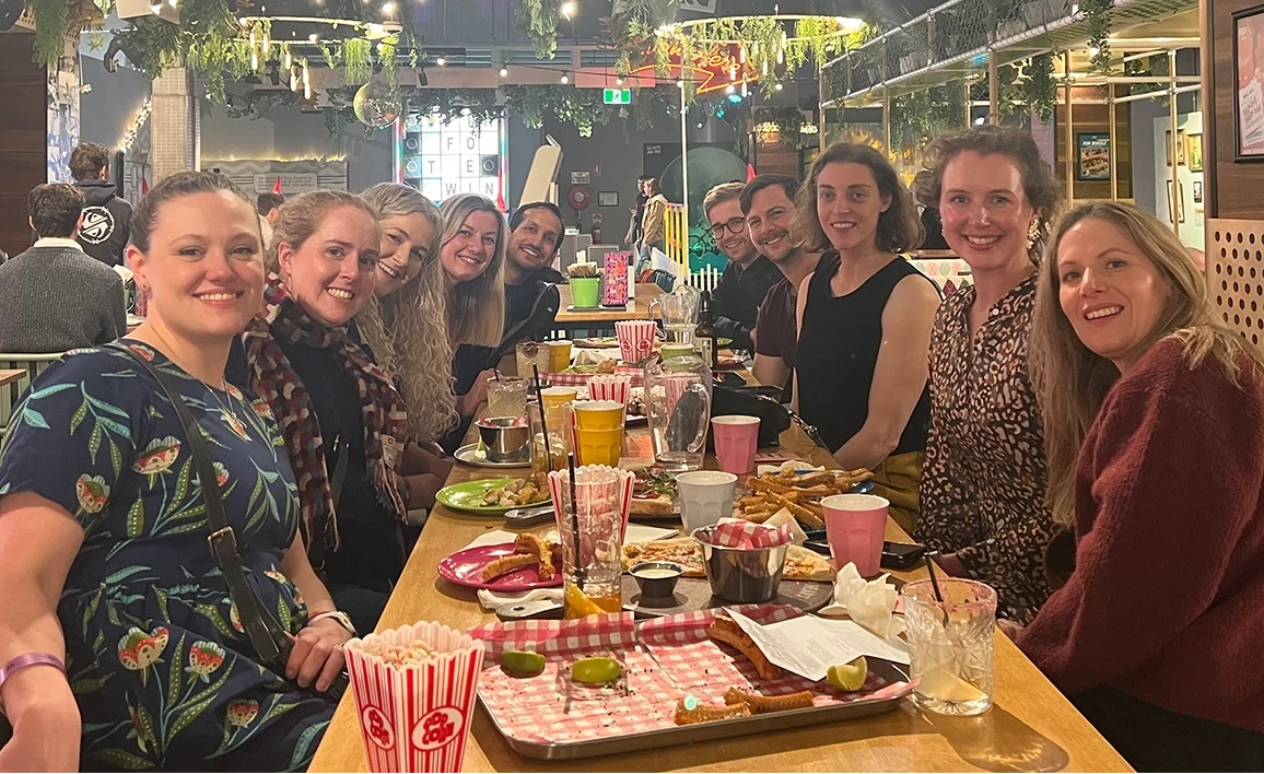 People sitting at restaurant table