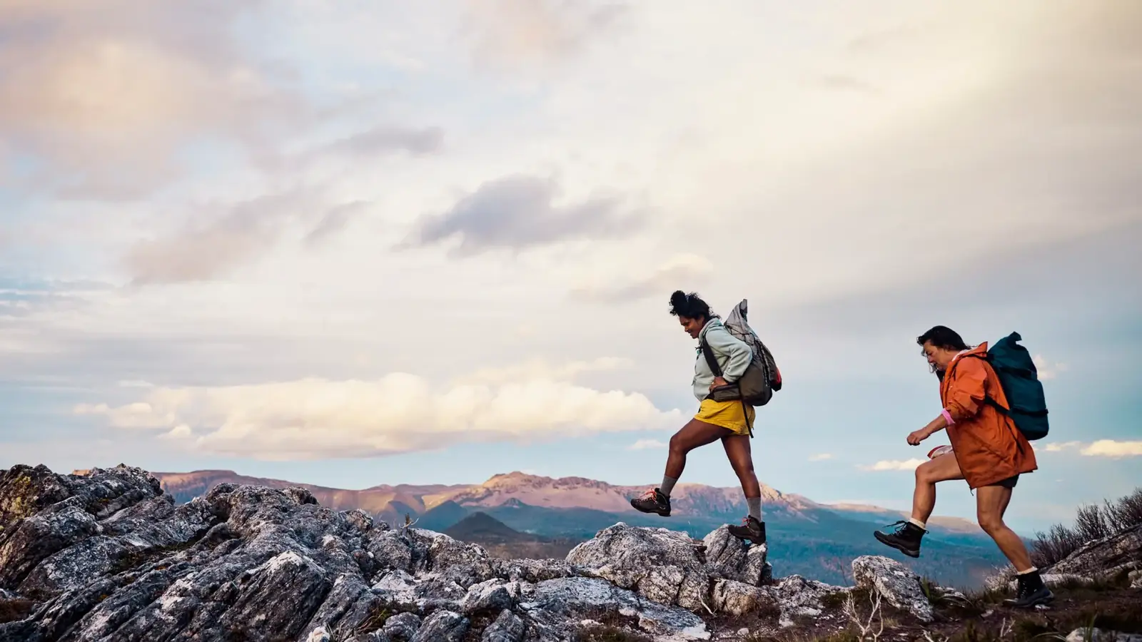 Hikers in Tasmanian mountains