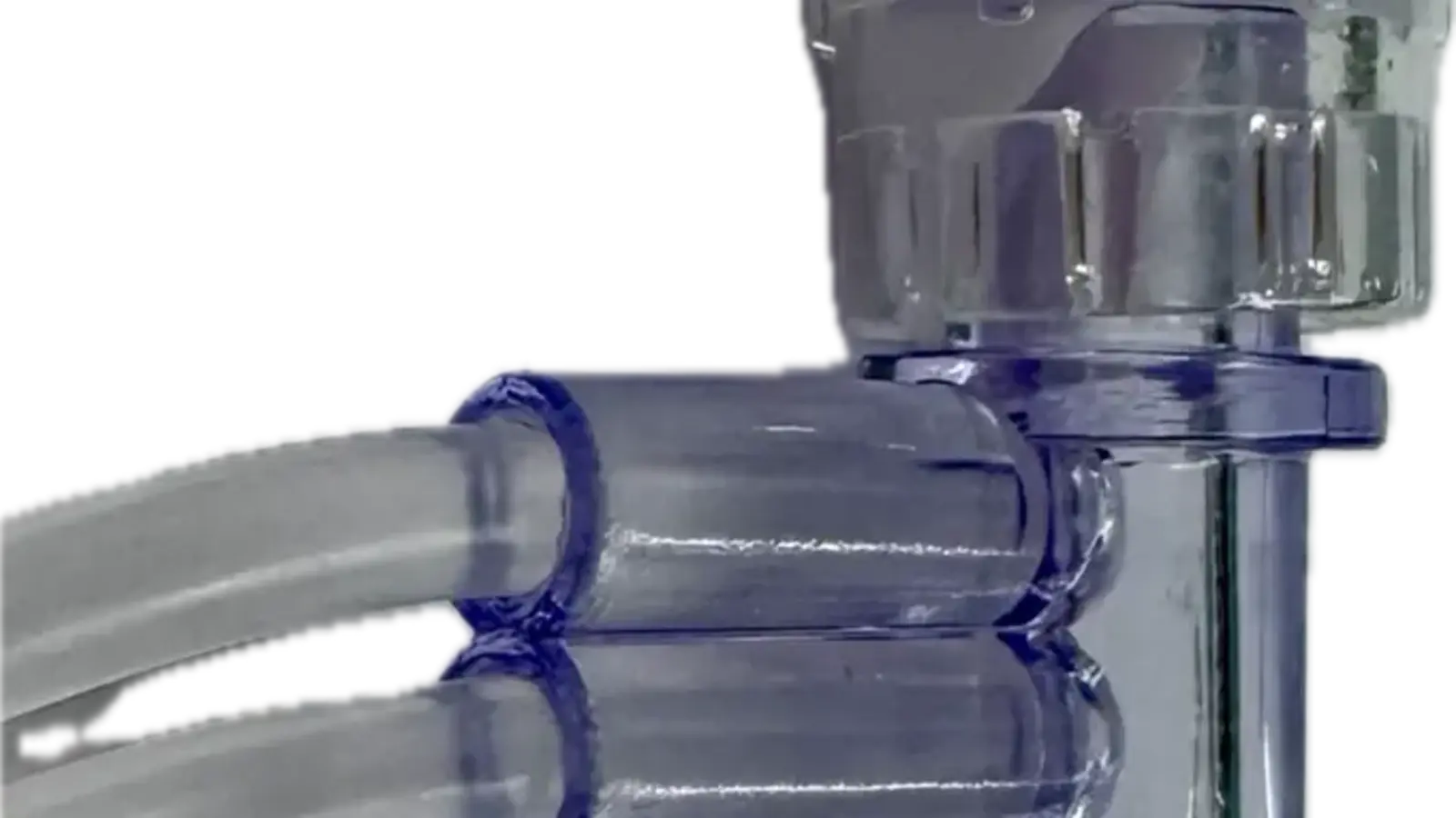 Image of a Trifuse extension set, with cracks visible at the bottom where the connector is