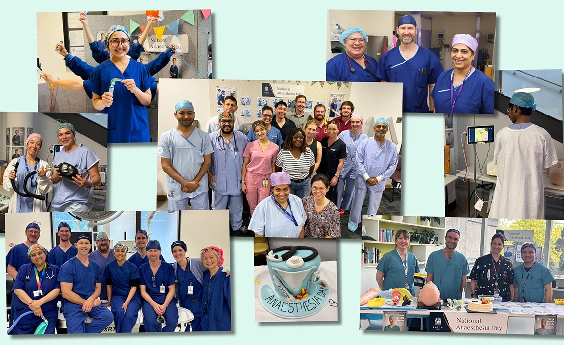 A collage of images from anaesthesia departments around Australia and New Zealand